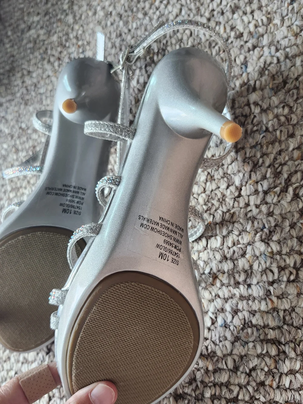 Hot Tomato Silver Crystal-Strap Evening Heels